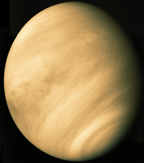 Снимок Венеры с борта межпланетной станции Mariner 10 (фото Calvin J.Hamilton/NASA/ESA).