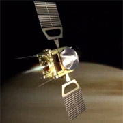 Главный двигатель Venus Express осуществляет торможение у цели (иллюстрация ESA/AOES Medialab).