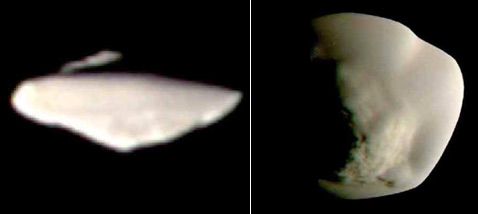Атлас больше других малых спутников Сатурна (до 100 километров диаметром) похож на летающую тарелку, хотя его края не очень-то круглые (фото NASA/JPL/Space Science Institute).